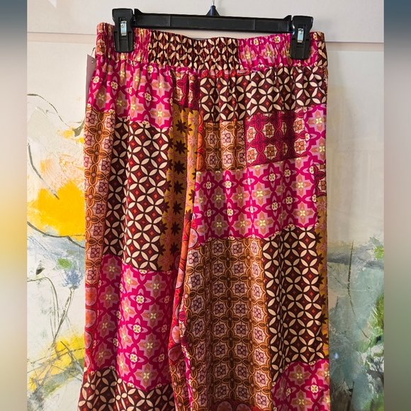 Drew Silky Wide Leg Patchwork Patterned Pants - Picture 4 of 9